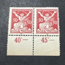 1920 Czech 2*50 MNH Breaking Chain To Freedom Rare Collectible Old Stamp