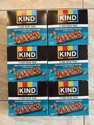 KIND Bars, Dark Chocolate Nuts and Sea Salt - 1.4oz (12 Count Each ) 6 Pack 