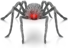 36" Giant Halloween Spider, Animated Crawler with Red Light-Up Eyes