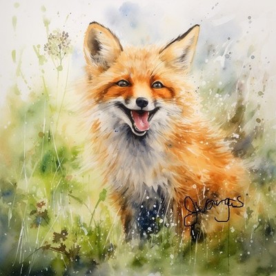 Watercolor Red Fox Painting Art Print 8x11 inch