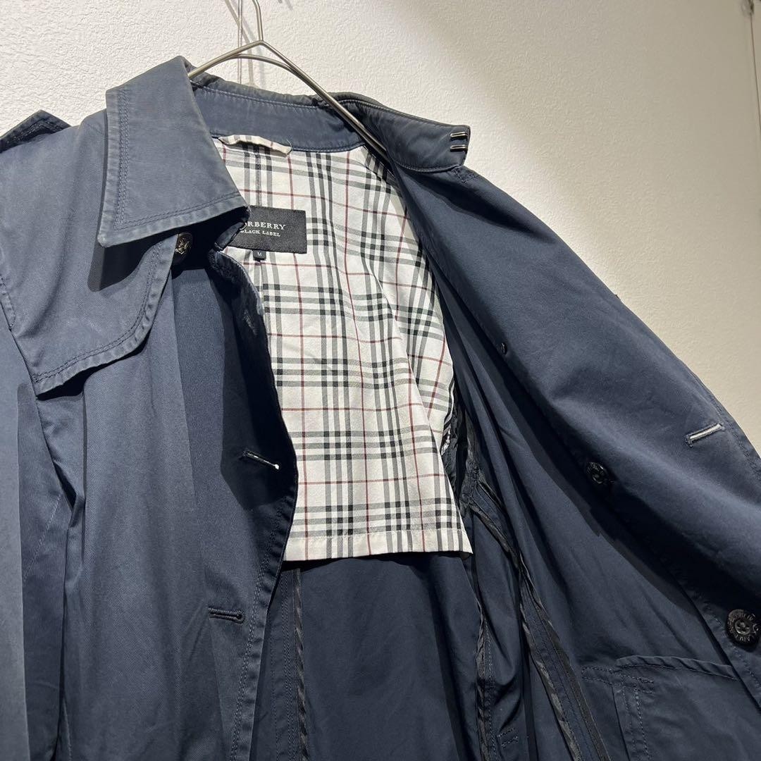 Burberry Black Label Short Trench Coat Nova Check Pattern Navy Size M For Men thumbnail 20