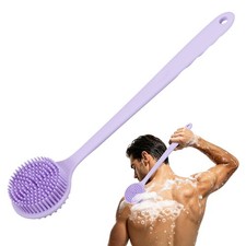 Silicone Back Scrubber, Back Scrubber for Shower Long Handle, Purple