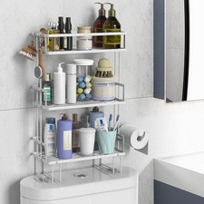 Over The Toilet Storage,3-Tier Bathroom Organizer Shelves with Paper Holder, ...