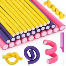 30pcs 9.45" Flexible Hair Curlers Rollers Foam No Heat Curling Rods Gift