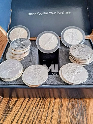Random Date American Silver Eagle (1 oz) $1 - 1 Roll of 20 BU Coins in Mint Tube