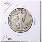 1917 50C Walking Liberty Half Dollar in Fine Condition #7050