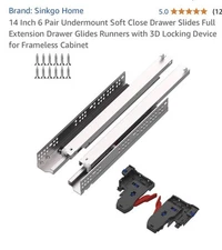 6 Pair Concealed Undermount Drawer Slides - 14 Inch Soft Close, Rust-Resistant