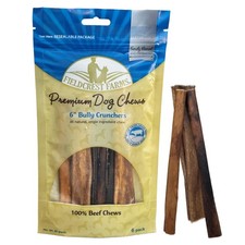 Fieldcrest Farms Bully Crunchers 6-Inch Beef Hide Dog Chews, Single Ingredien...