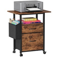 2 Drawer File Cabinet with 24 Extended Desktop, Mobile Filing Cabinet, Rollin...
