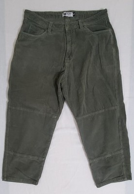 Monet Skateboards Clipper Pants Mens 34 Green Corduroy Double Knee *NO STRING
