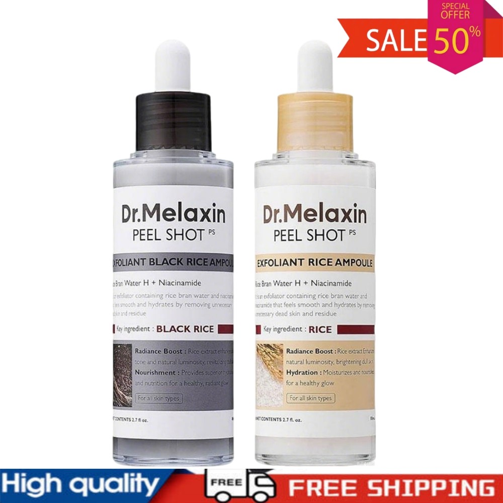 2PcsDr.MelaxinPeelShot/Glow/ExfoliantRiceAmpoule(White+BlackRice)Hot
