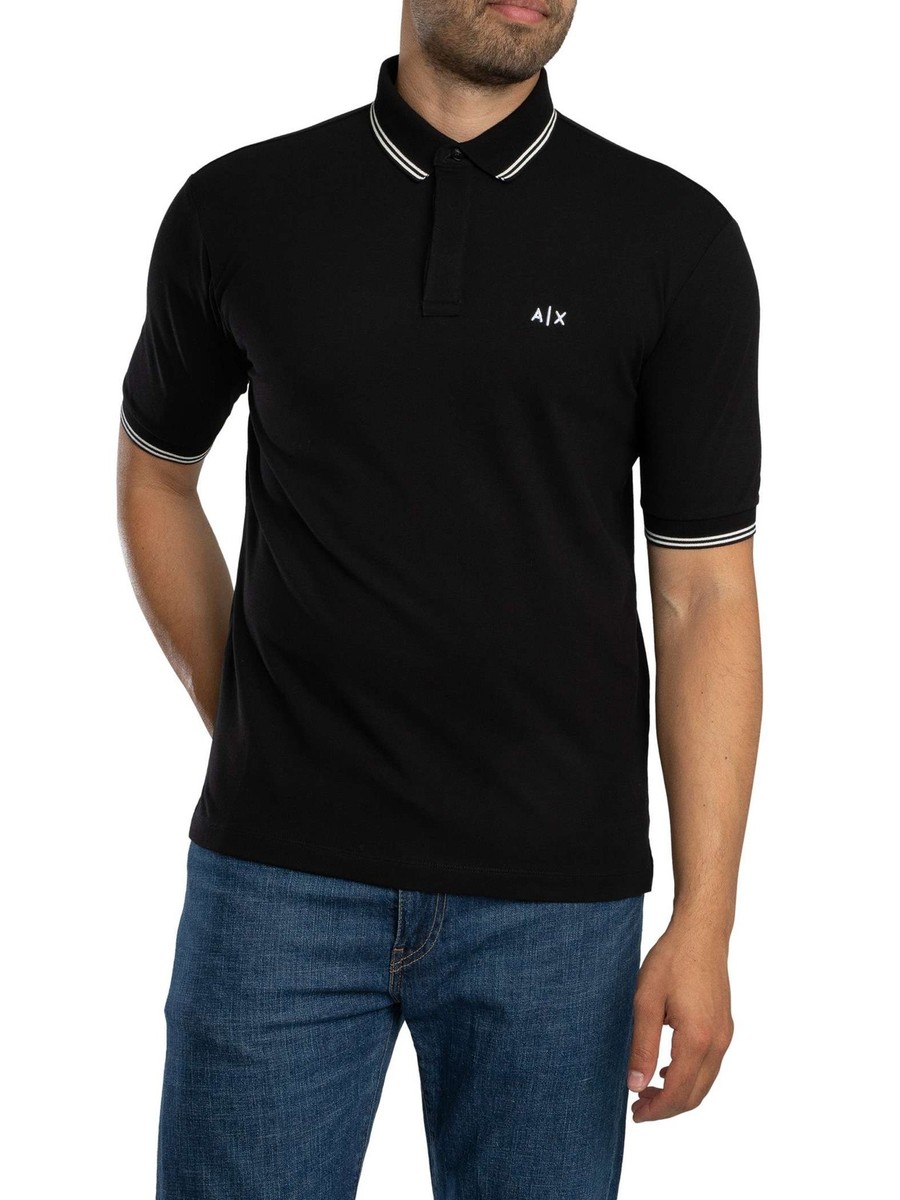 Armani Exchange Men's Double Trim Logo Polo Shirt, Black | eBay