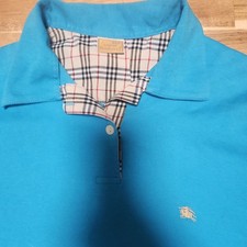 Vintage Burberry London Nova Check Trim Polo Blue Women's Small S Tagged XXXL 