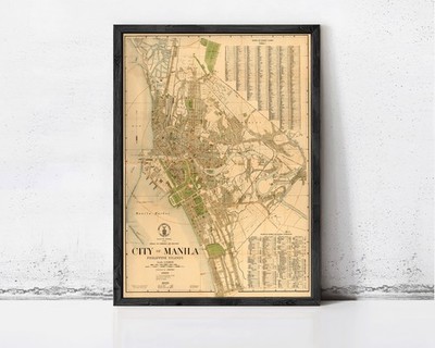 Old Map of Manila Philippines 1920 Vintage Map | Wall Map Print framed