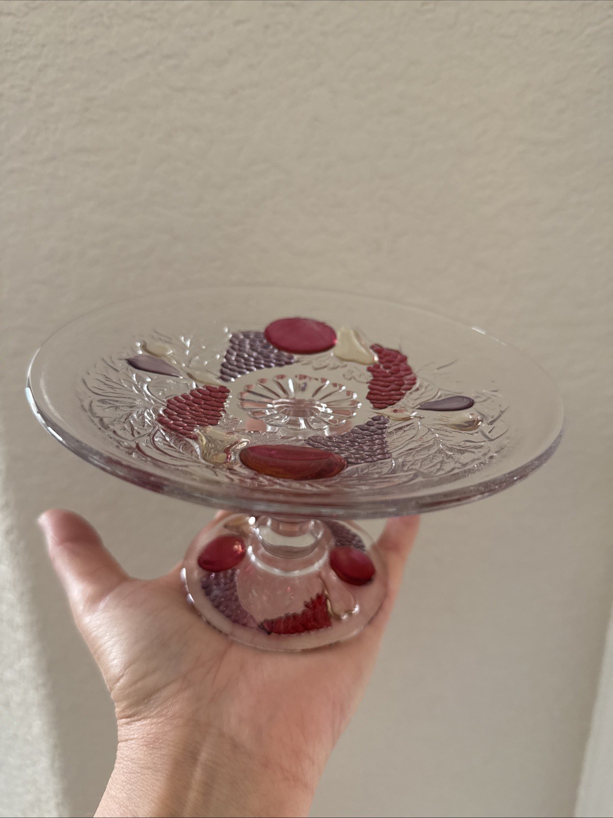 Westmoreland Handmade Glass Della Robbia Flashed Mint Compote 