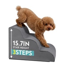 Dog Stairs for Small Dogs,15.7" H Pet Stairs 3-Steps Ramp for Puppy, Older Ca...