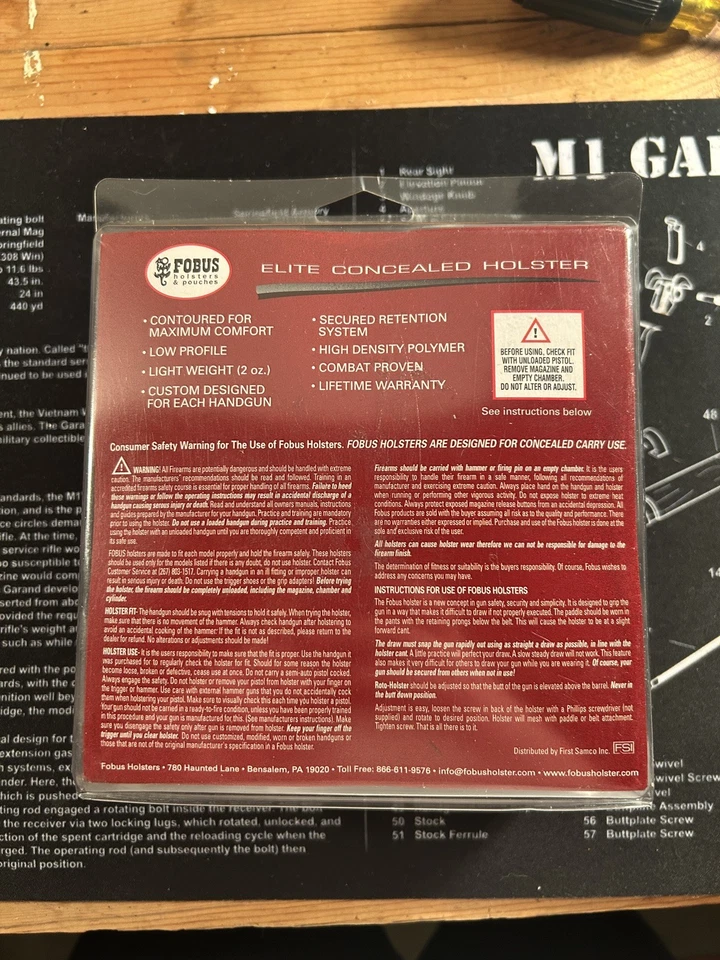 Funda para pistola Fobus tobillo, gamuza negra, mano derecha - 1911 estilo compacto C21BA Foto 3 de 4