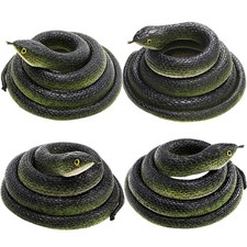 4 Pack Realistic Rubber Snakes Fake Snake Toys Garden Decor Props for Halloween