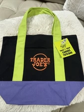 Limited Trader Joe's Mini Halloween Black Green Canvas Tote Bag - SHIPS TODAY 🎃
