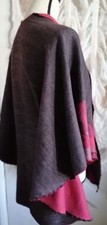 Women's Shawl Wraps Open Front Poncho Cape Oversized One Size Dark Gray Red