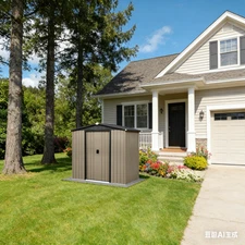 6FT x 4FT Outdoor Garden Storage Shed Brown Apex Roof Sliding Doors