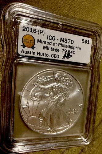 US American Eagle 2015-P 1oz Silver dollar Coin MS70 .999 LOW EMERGENCY MINT