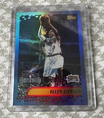 2002 TOOPS ALLEN IVERSON BLUE REFRACTOR  RARE  ALL STAR  VINTAGE VERY NICE MINT 