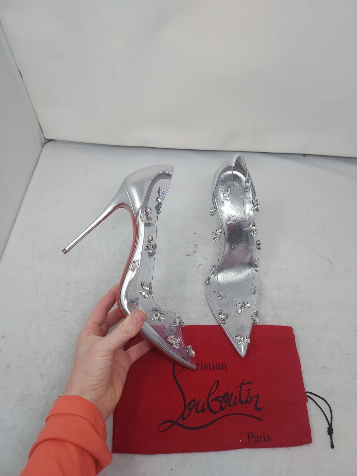 Christian Louboutin — Christian Louboutin EU 41 US 11 NEW Degraqueen Crystal Wedding Silver Heel Shoe