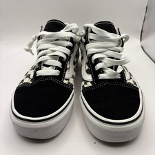 Vans Old Skool Checkerboard Black White Suede Canvas Sneakers Womens 6.5 500714