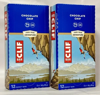CLIF BAR Chocolate Chip 24 x 68g (2 Boxes) | Plant Based Energy & Protein Bars