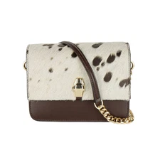 Cavalli Class Chic Two-Tone Small Shoulder Bag in White & Brown - RRP 280.8 USD