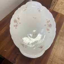 Antico piatto da portata grande Austria porcellana rosa rose vecchia moda rosa