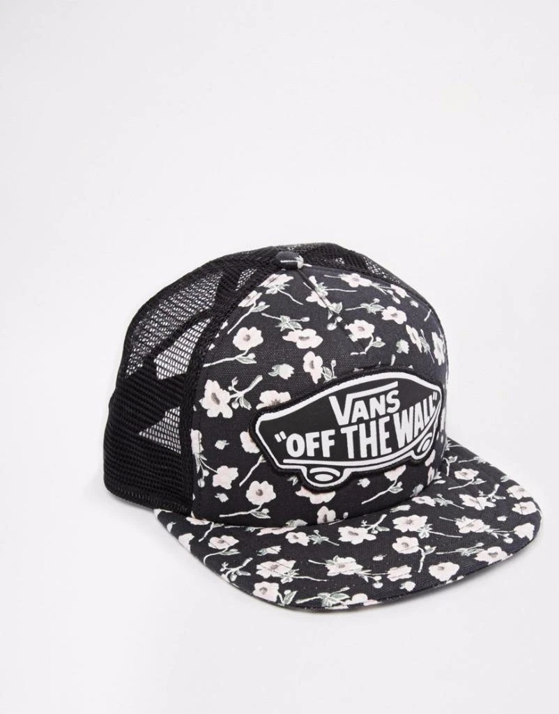 Vans Off The Wall Beach Girl Graphite Floral Classic Patch Snapback Trucker NWT