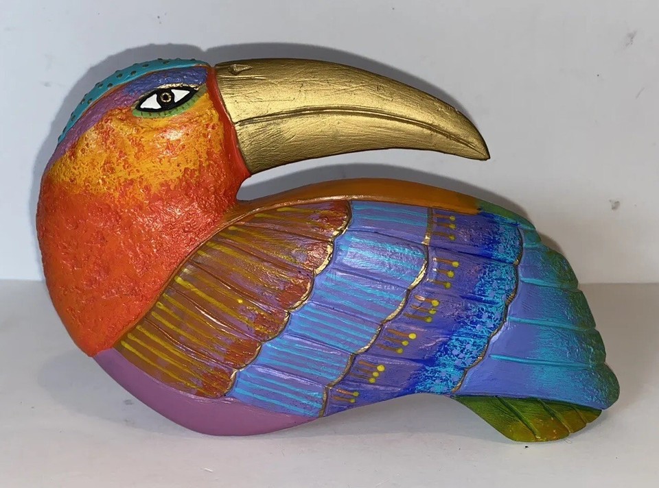 RARE SIGNED Laurel Burch Rainbow Forest Toucan Figurine 1999 rare-signed-laurel-burch-rainbow-forest-toucan-figurine-1999