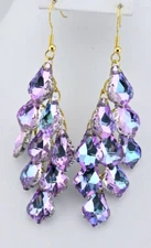 Kirks Folly Divine Crystal Chandelier French Wire Earrings  GT Purple AB 48