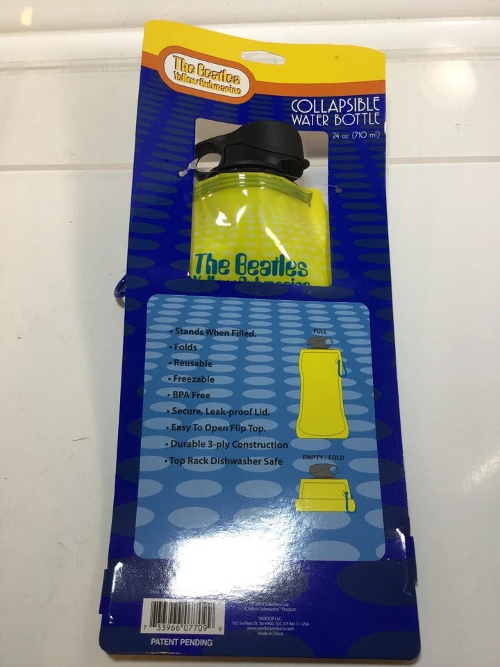 Botella de agua plegable submarina amarilla The Beatles nueva en caja Foto 4 de 4