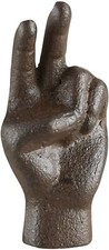 Peace Sign AMR764 Hand Figurine Cast Iron Paperweight Door Stop 4.5" H