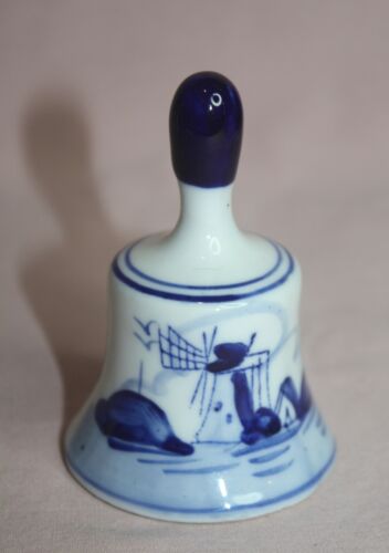 COLLECTIBLE  CERAMIC ART BELL BLUE DELPH COLOR HAND PAINTED  #2 - Picture 1 of 4