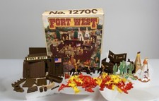 VINTAGE TIM MEE TOYS  FORT WEST  WESTERN COWBOYS  INDIANS PLAYSET W/BOX 1270