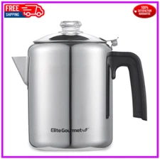 Heavy Duty Stove Top Percolator Yosemite Coffee Pot Maker Stainless Steel 8-Cup