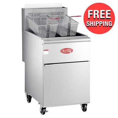 Stainless Steel Floor Commercial Kitchen NATURAL GAS Deep Fryer Cooker 70-100 lb