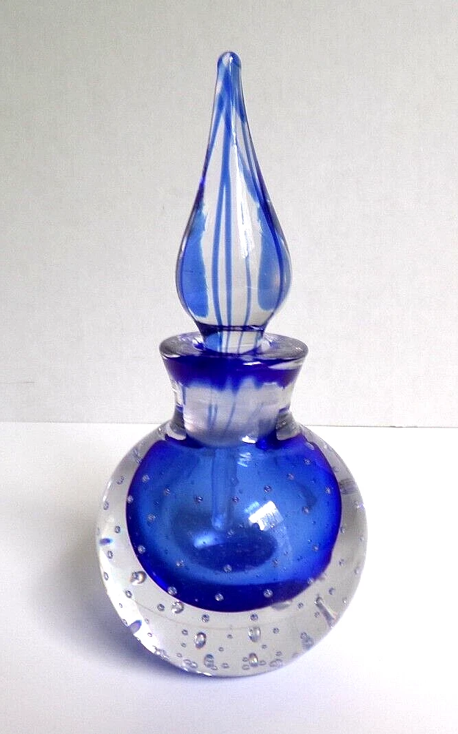 Glass Blue Collectible Decorative Bottles 1950-1959 Time Period