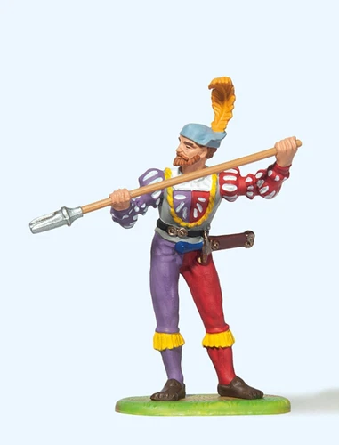 52314 Elastolin Preiser Landsknecht Stückknecht with powder shovel, scale 1:25