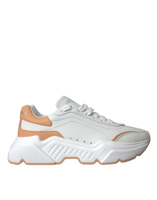 Dolce & Gabbana Weiß Pfirsich Daymaster Leder Sneakers Damen Schuhe Authentisch