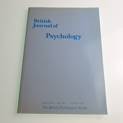 British Journal of Psychology V91P2 2000 Paperback Book