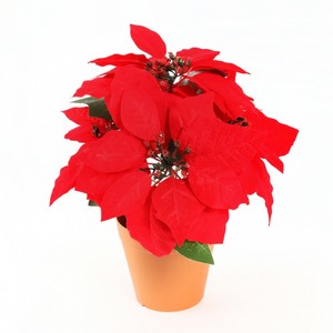 Pianta Stella Di Natale Artificiale.Decorazione Di Natale Interno Artificiale Stella In Vaso Da Fiori 32cm Ebay