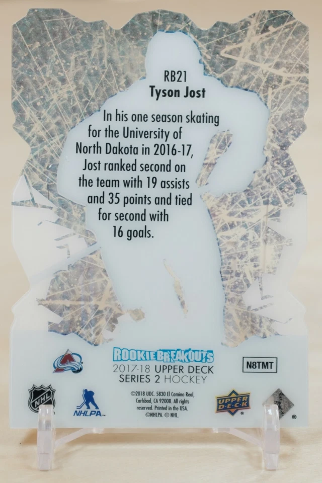 2017-18 Upper Deck Rookie Breakouts #RB21 /100 Tyson Jost - Colorado Avalanche - Image 2 of 2