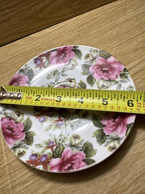 Kent Pottery 1887 Pink Roses Tea Cup and Saucer Floral Chintz VTG