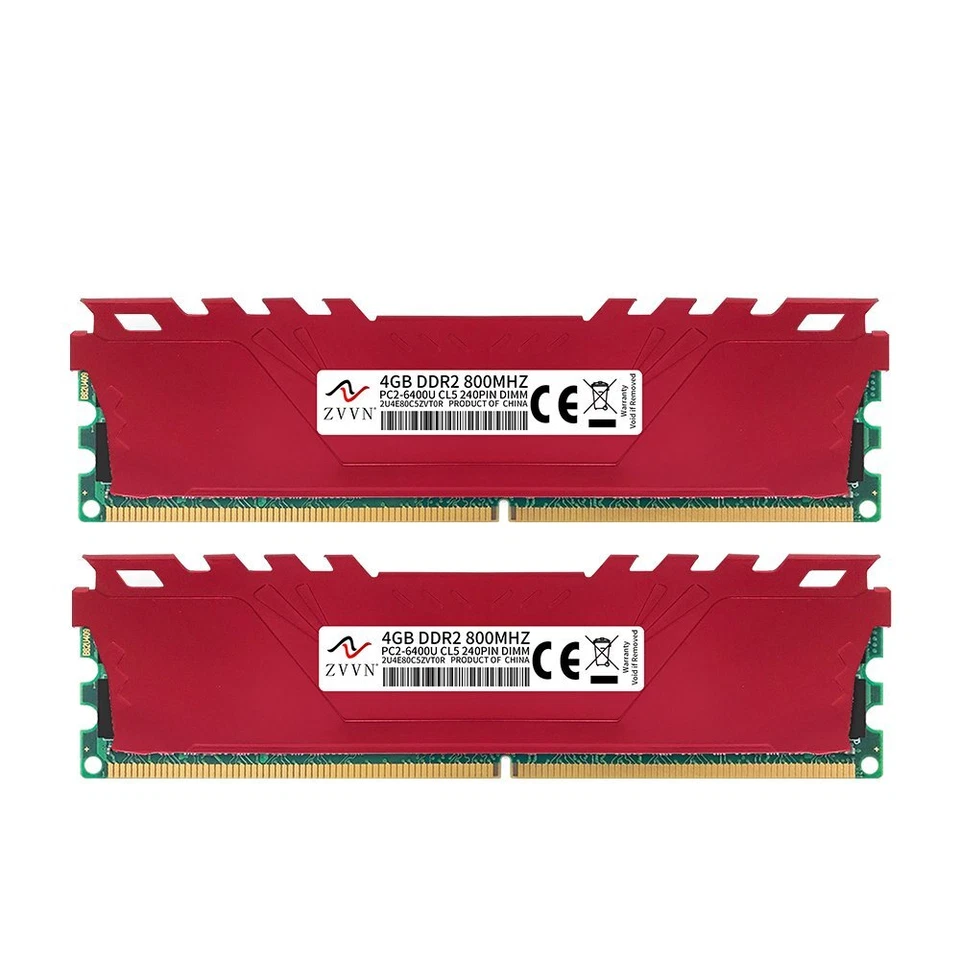 ZVVN 8GB 2x 4GB DDR2 800MHz PC2-6400U CL5 intel Desktop PC Gaming Memory RAM Red - Image 3 of 4