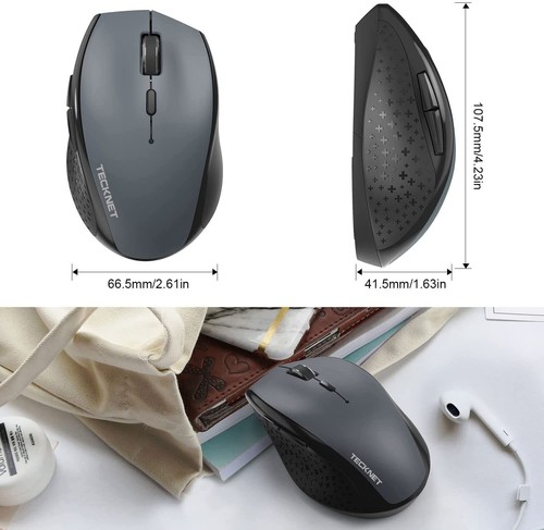TECKNET 3000DPI Bluetooth Mouse Wireless Cordless Optical Mice For Mac PC Laptop - Picture 10 of 15